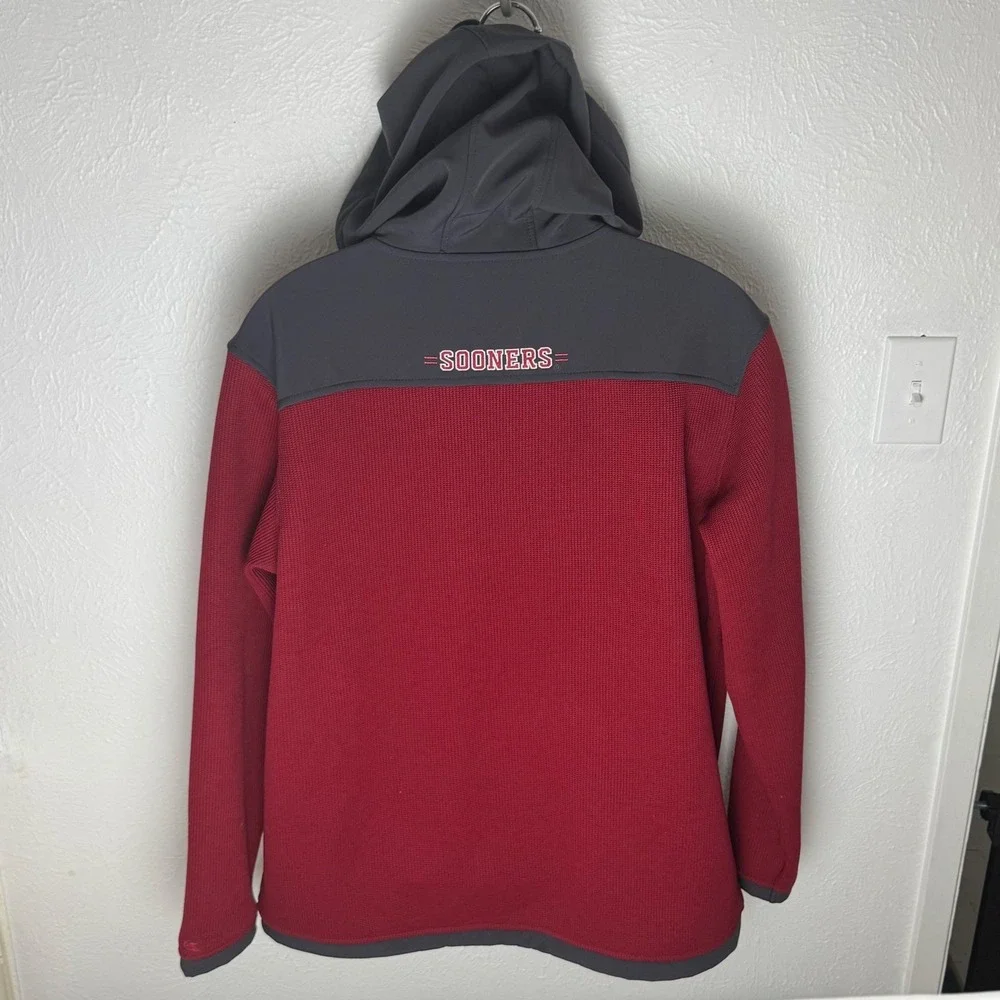 Colosseum Oklahoma Sooners‎ Mens XL Full Zip Hoodie Jacket Grey Maroon OU Fleece